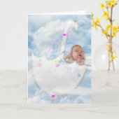 Baby Girl in Wolken Karte (Gelbe Blume)