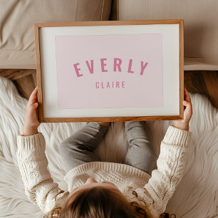 Baby Girl Individuelle Name Print Pink Kinderzimme Poster
