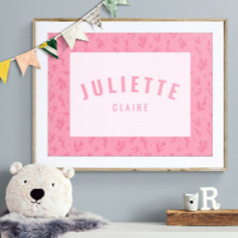 Baby Girl Individuelle Name Print Pink Kinderzimme Poster