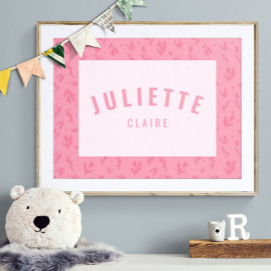 Baby Girl Individuelle Name Print Pink Kinderzimme Poster
