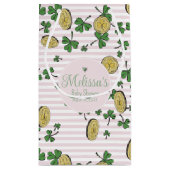 Baby Girl Irish Clovers and Gold Coins Baby Dusche Kleine Geschenktüte (Rückseite)