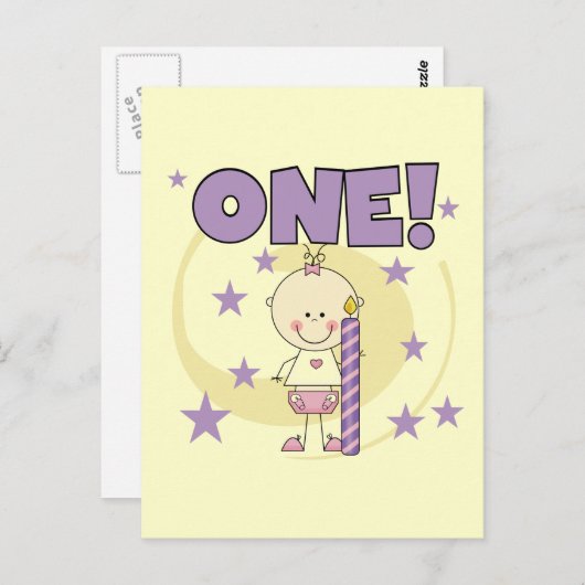 Baby Girl is One Birthday Tshirts and Gifts Postkarte (Vorne/Hinten)