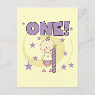 Baby Girl is One Birthday Tshirts and Gifts Postkarte