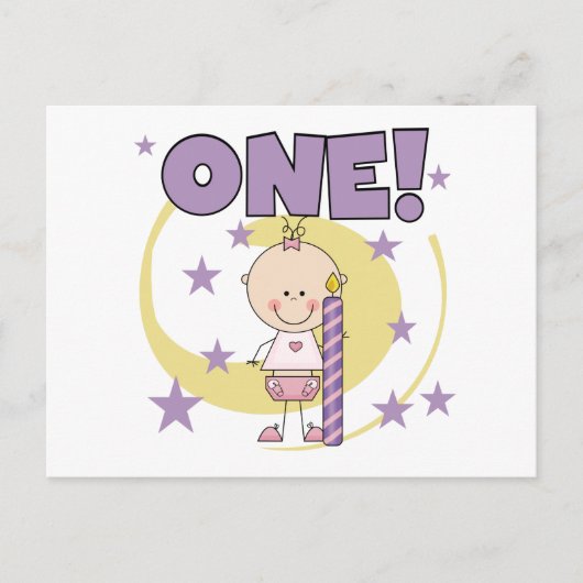 Baby Girl is One Birthday Tshirts and Gifts Postkarte (Vorderseite)