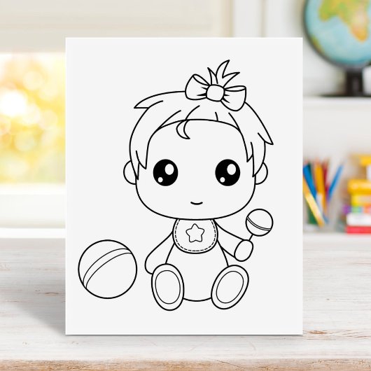 Baby Girl Jumpsuit Coloring Page Gummistempel