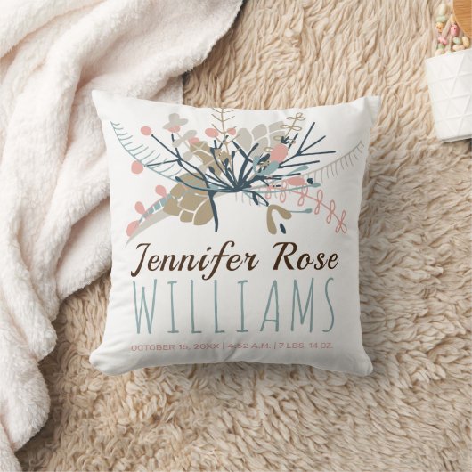 Baby Girl Keepake Foto Birth Stats Kissen (Decke)