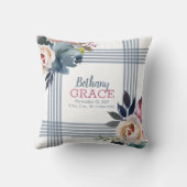 Baby Girl Kinderzimmer Blue Pink Aquarell Floral Kissen (Rückseite)