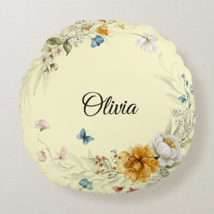 Baby Girl Kinderzimmer Dekoration Wasserfarben Rundes Kissen