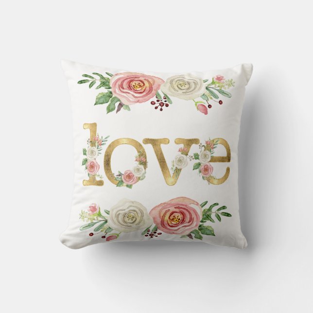 Baby Girl Kinderzimmer Liebe Floral Rose Wasserfar Kissen (Vorderseite)