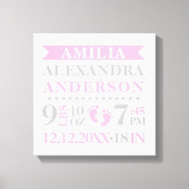 Baby Girl Kinderzimmer Room Birth Stats Keepake Leinwanddruck