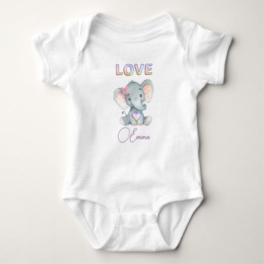 Baby Girl Liebe Name Elephant Niedlich Baby Strampler (Vorderseite)