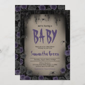 Baby Girl Lila Halloween Kinderdusche Einladung (Vorne/Hinten)