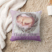 Baby Girl Lila Keepake Foto Birth Stats Kissen (Decke)