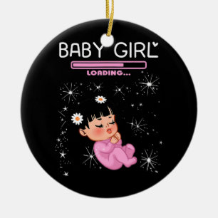 Baby Girl Loading Gender Reveal Baby Shower Keramik Ornament