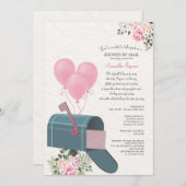 Baby Girl Long Distance Dusche Einladung (Vorne/Hinten)