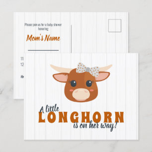 Baby Girl Longhorn Burnt Orange Babydusche Einladungspostkarte