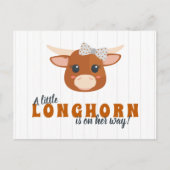 Baby Girl Longhorn Burnt Orange Babydusche Einladungspostkarte (Vorderseite)