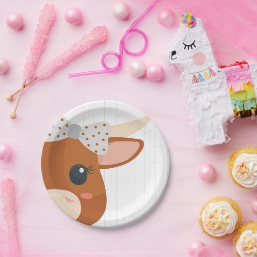 Baby Girl Longhorn Burnt Orange Babydusche Pappteller (Party)