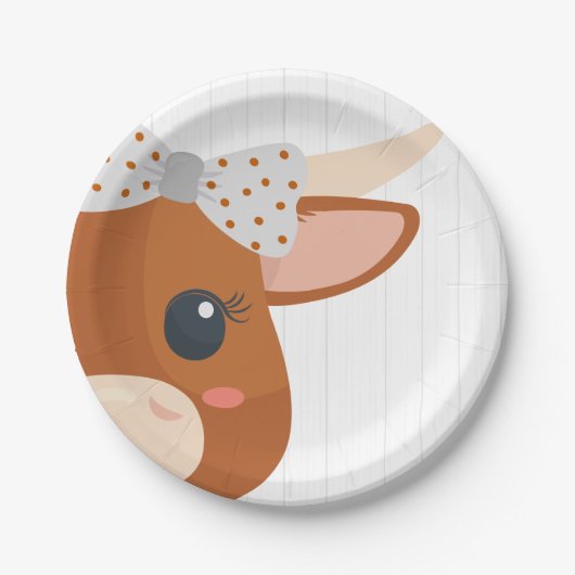 Baby Girl Longhorn Burnt Orange Babydusche Pappteller (Vorderseite)