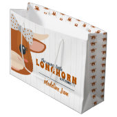 Baby Girl Longhorn Burnt Orange Große Geschenktüte (Vorderseite Schrägansicht)