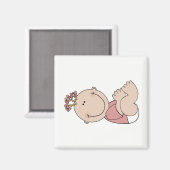 Baby Girl Lying Magnet (Vorderseite/Rückseite)