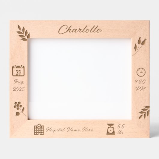 Baby Girl Memory Frame | Horizontal | DP7 Geätzte Rahmen (Vorderseite)