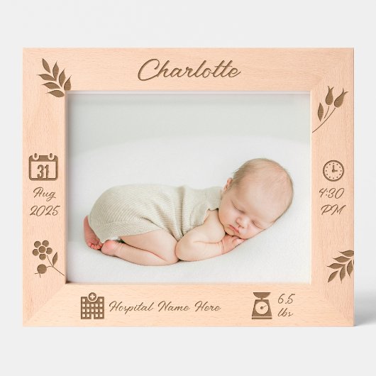 Baby Girl Memory Frame | Horizontal | DP7 Geätzte Rahmen