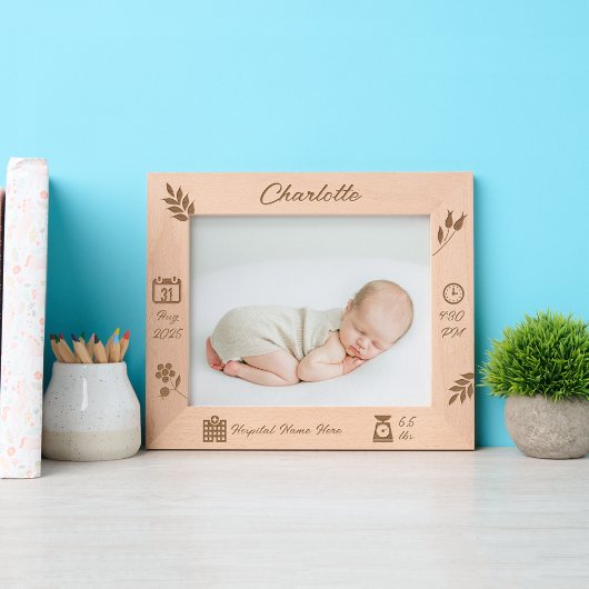 Baby Girl Memory Frame | Horizontal | DP7 Geätzte Rahmen