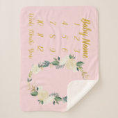 Baby Girl Milestone Personalisiert Pink Gold Blank Sherpadecke (Vorderseite)