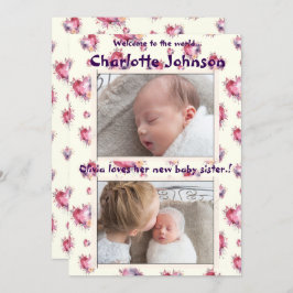 Baby Girl mit Geschwisterung Neue Anreise Ankündigung