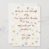 Baby Girl mit ihrem sonnigen Neuankömmling Ankündigung (Rückseite)