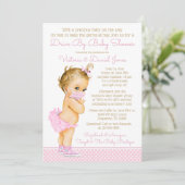 Baby Girl mit Maskenantrieb mit Babydusche Einladung (Stehend Vorderseite)