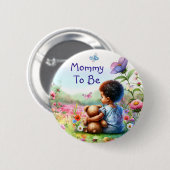 Baby Girl mit Teddy Bear Baby Dusche Mama zu sein Button (Vorne & Hinten)