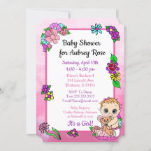 Baby Girl mit Teddy Bear Pink Babydusche Blüte