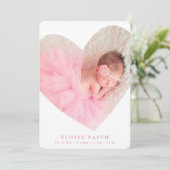 BABY GIRL Modernes Foto niedlicher Herzrahmen in R Einladung (Stehend Vorderseite)