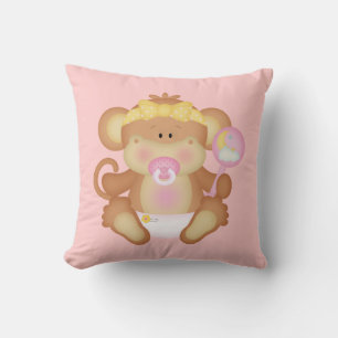 Baby Girl Monkey Schlafzimmer oder Couchkissen Kissen