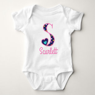 Baby Girl Monogram Bodysuit Girls Heart Initial S Strampler