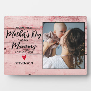 Baby Girl Mummy 1st Mütter Day Rustikales Holz Fotoplatte