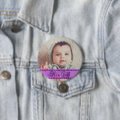 Baby Girl Name and Foto Magnet Lila Personalize Button (Beispiel)