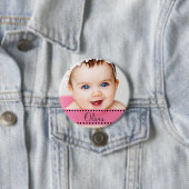 Baby Girl Name and Foto Magnet Pink Personalisiert Button (Beispiel)