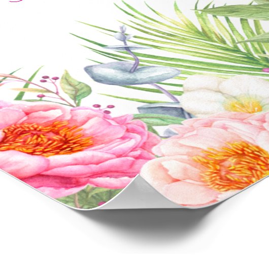 Baby Girl Name Birth Stat Custom Floral Art Poster (Ecke)