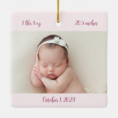 Baby Girl Name Blush Pink Aquarellblume Keramikornament (Rückseite)