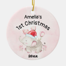 Baby Girl Name First Christmas Pink & Custom Keramik Ornament