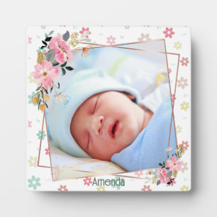 Baby Girl-Name Floral Custom Foto Fotoplatte