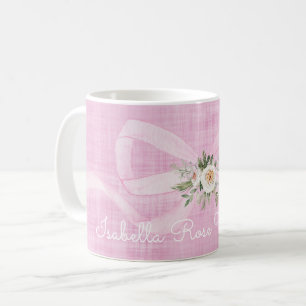 Baby Girl Name Pastel Pink Ribbon Floral Sweet Kaffeetasse