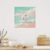 Baby Girl Name Script Birth Stats Newborn Foto Poster (Küche)