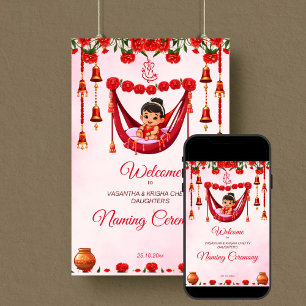 Baby Girl Naming Cradle Zeremonie Begrüßungszeiche Poster