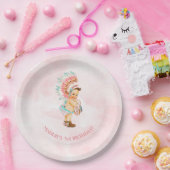 Baby Girl Native Headdress Moccasins Blush Aqua Pappteller (Party)