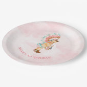 Baby Girl Native Headdress Moccasins Blush Aqua Pappteller (Schrägansicht)