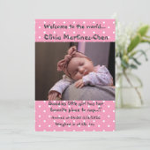 Baby Girl New Arrival Ankündigung (Stehend Vorderseite)